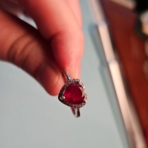 Red Heart Sterling Ring Size 9